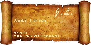 Janki Larion névjegykártya